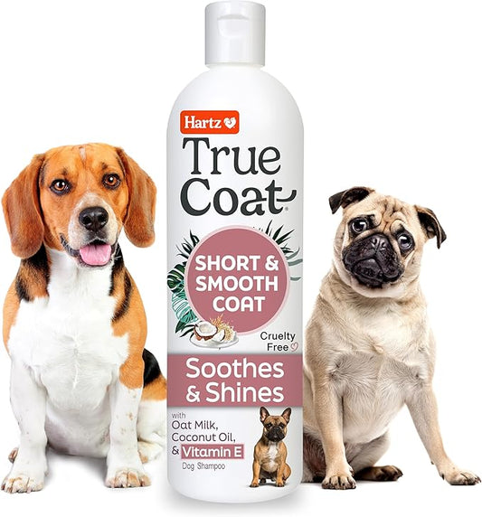 Hartz True Coat Short & Smooth Coat Specific Dog Shampoo, Soothes & Shines with Oat Milk, Coconut Oil & Vitamin E