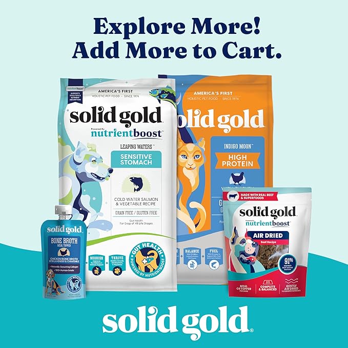 Solid Gold Cat & Dog Multivitamin Powder - Kelp Powder, Omega 3 & Vitamins for Dental, Digestive, Immune, Skin & Coat Health - Multi Vitamin for Dogs & Cats - Cat & Dog Food Additive Supplement - 1lb