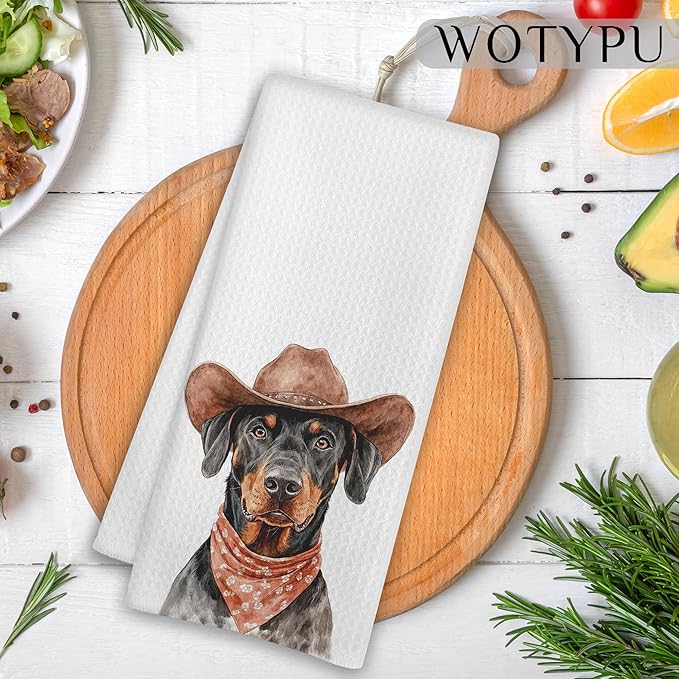 Doberman Pinscher Gift Kitchen Towels, Doberman Gifts Dish Tea Towel for Kitchen Decor, Funny Dobermann Dog Hand Towels for Bathroom Decor, Dog Lover Mom Gifts, 16x24 Inch