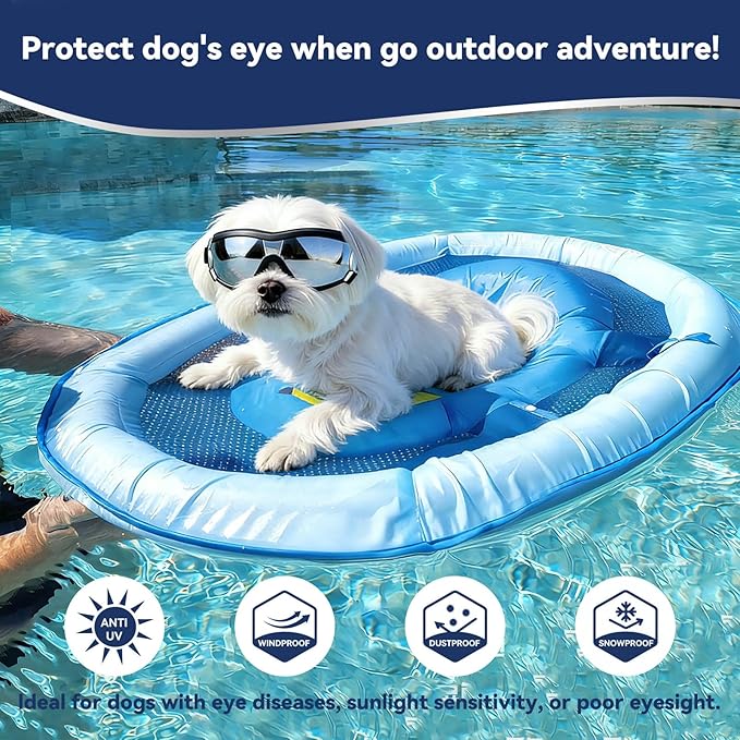 Dog Goggles Small Breed with UV Protection Windproof Anti-Fog Dog Sunglasses Clear View Puppy Glasses for Walks/Car Rides/Motorcycle Riding/Bike Riding, Small