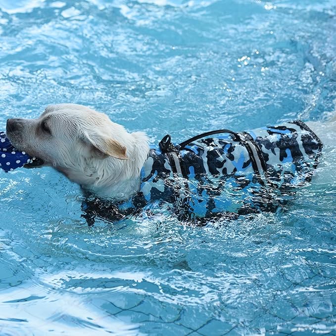 Doglay Dog Life Jacket, Dog Life Vest for Swimming Boating, Adjustable Puppy Life Jacket with Reflective Stripes, Superior Buoyancy Dog Swimming Vest for Small Medium and Large Dogs