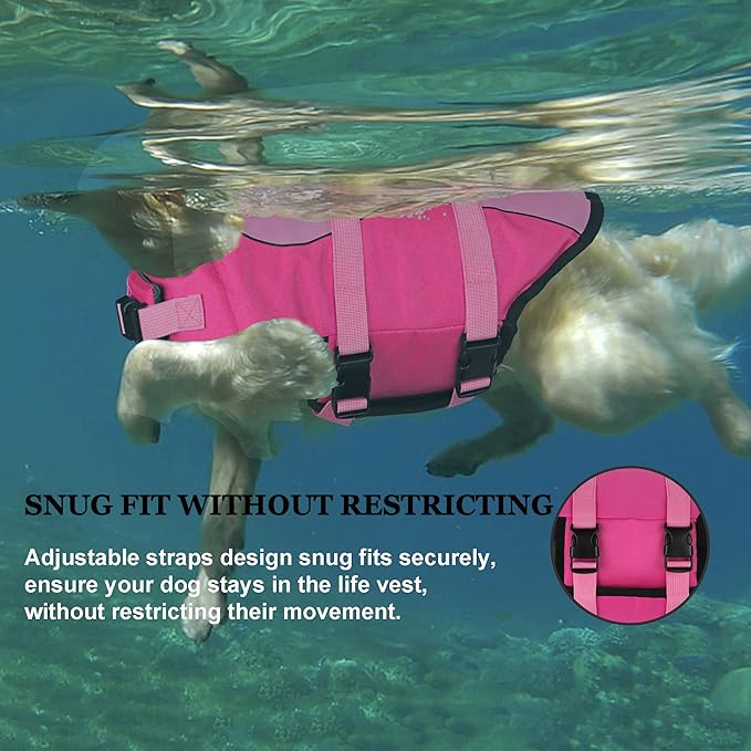 Dogcheer Dog Life Jacket, Cute Shark Dog Life Vest for Swimming Boating with Superior Buoyancy & Rescue Handle, Adjustable Puppy Floating Swim Vest for Small Medium Large Dogs - Pink, M