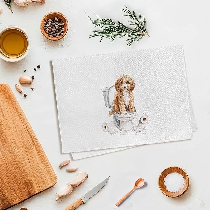 Funny Cavapoo Dog Bathroom Hand Towels, Cavapoo Gifts Hand Towel, Gifts for Dog Lovers Owners Decorative Towels for Bathrooms, Funny Puppy Pet Bathroom Toilet Washroom Decor, 16x24in