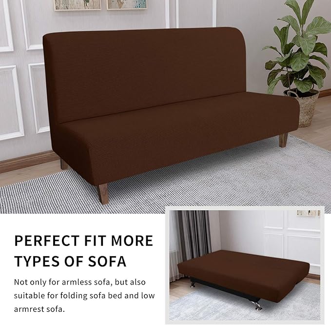 Easy-Going 100% Waterproof Futon Cover, Dual Waterproof Couch Cover for Futon, Stretch Jacquard Sofa Cover, Leakproof Furniture Protector for Kids, Pets, Dog and Cat (Medium, Coffee)
