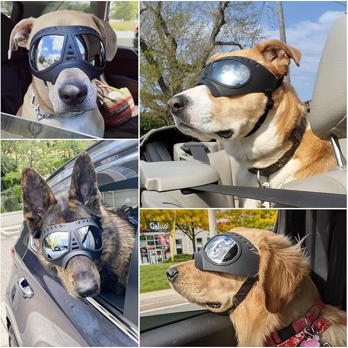 Namsan Dog Goggles for Large Dogs, Wide Snout & Soft Frame, Tactical Driving Sunglasses for Dogs Medium to Large Breed, Anti-UV Dog Eye Protection, Windproof Dustproof, Adjustable, Black