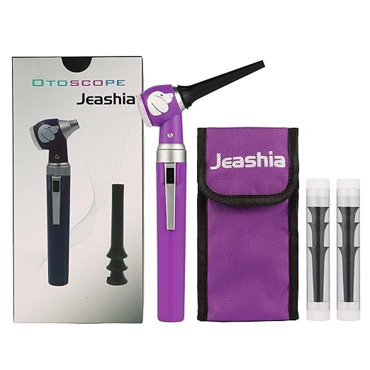 Pocket Veterinary LED Otoscope - Pet Ear Scope with Light for Dogs & Cats, 6 Disposable Tips (4/6/9mm), Portable Ear Infection Detector (Purple)