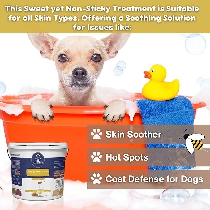 Worldwide Nutrition Madra Mor Milk & Honey Mud Spa Bath for Dogs | Dog Bath for Dog Grooming | Dog Coat Skin Care Products | 7.5lb Pail Mud Bath Dog Essentials with Multi-Purpose Key Chain, brown