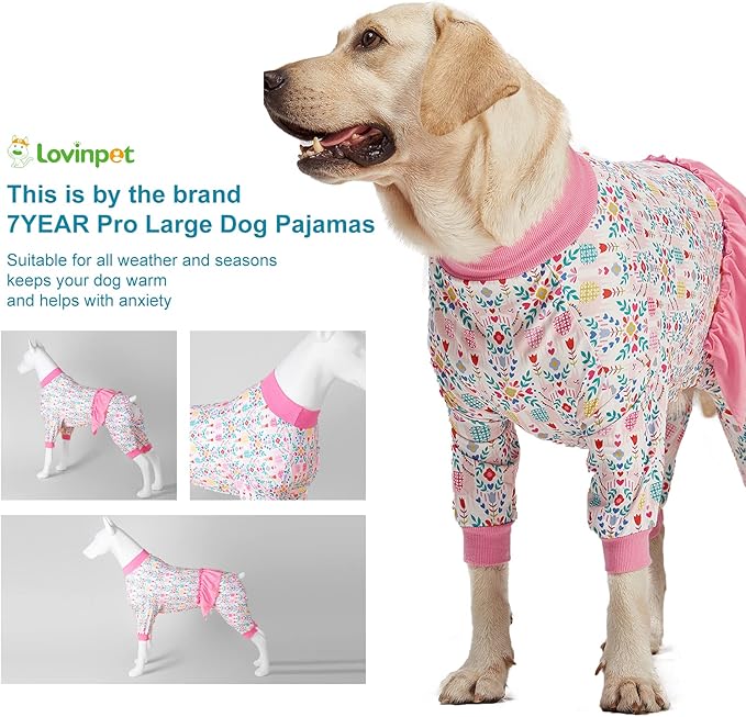 LovinPet Big Dog Pajamas, Space and Snow Print, Sound Care, Post Surgery Shirt, UV Protection, Pet Anxiety Relief Onesie, Large Breed Dog Jammies, Pet Pajamas for Dogs, 3XL
