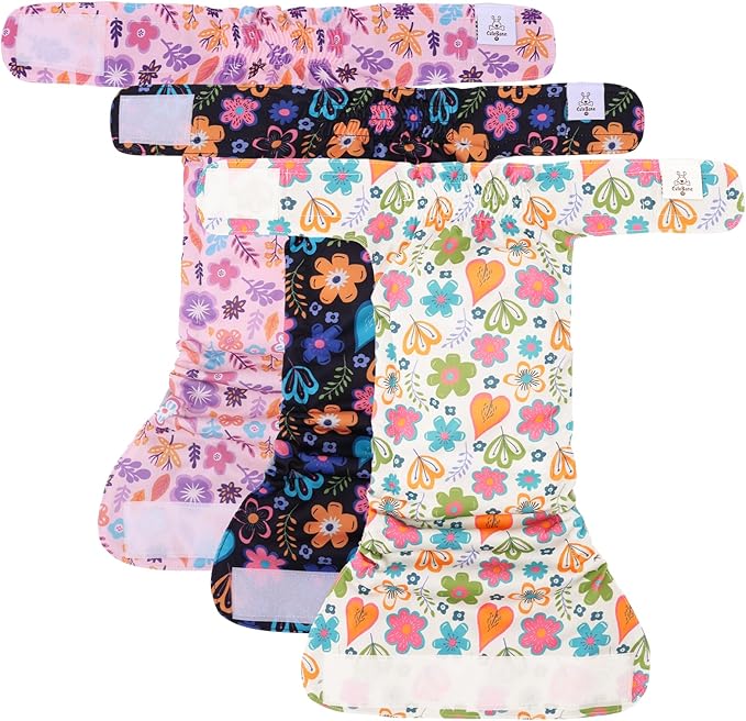CuteBone Washable Dog Diapers Female No Tail Hole 3 Pack Reusable Doggie Period Training Pants for Docked-Tail Frenchie French Bulldog Boston Terrier Without Tail WWD19M
