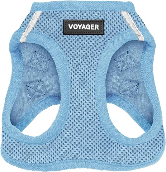 Best Pet Supplies Voyager Step-in Air Harness - All Weather Mesh, Reflective, No Pull Harness for Dogs, Cats - Secure with Hook & Loop Fastener, Buckle, Double D-Rings - Baby Blue, XXS