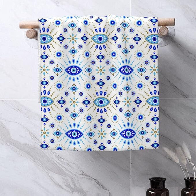 Hand Towels Set of 2 Evil Eye Towels for Bathroom Soft Absorbent Decorative Hand Bath Towels Dish Towels for Kitchen Sports Gym Yoga Home Decor 14 x 28 in