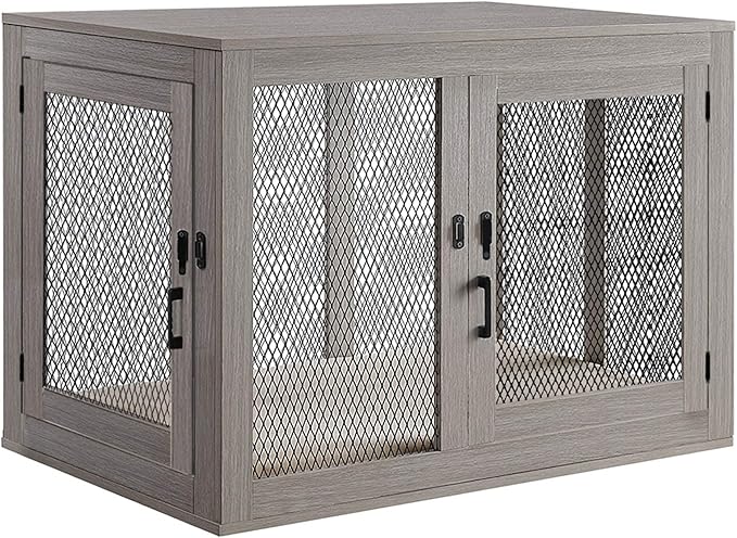 PENN-PLAX Modern and Sophisticated Dog Crate – Pet Furniture Designed as an End Table or Night Stand – Great for Small to Medium Sized Pups – Beautiful Driftwood Color