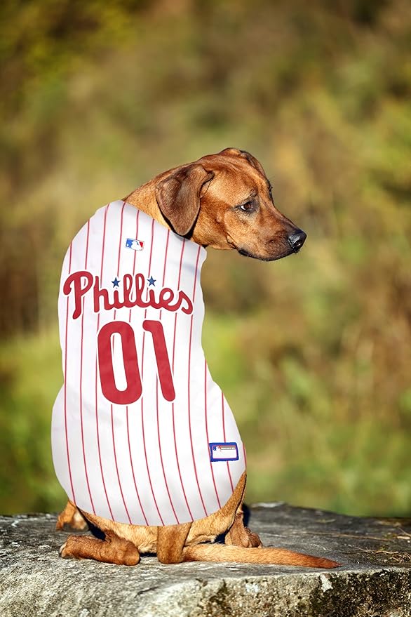 Official MLB Philapelphia Phillies Pet Jersey for Dogs & Cats, Size X-Large - Stylish Baseball Jersey for Your Furry Fan- Show Off Team Spirit with The Perfect Fan Apparel Gear for Pet, Dog & Cat