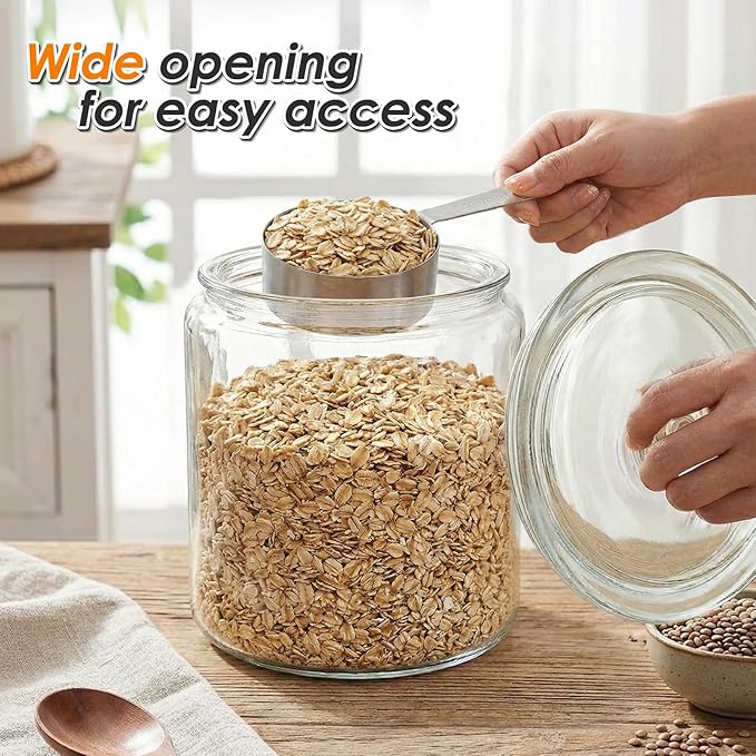 Masthome 2 Glass Storage Jars Set,1 Gallon Cookie Jar for Food Storage,Large Jar Food Storage Containers,Airtight Glass Jars with Lids for Kitchen Counter Pantry Well Organization