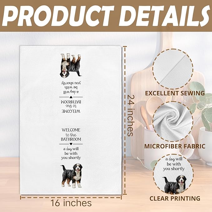 Funny Bernedoodle Dog Hand Towels, Bernedoodle Gifts for Owners Women Hand Towel, A Dog Will Be with You Shortly Decorative Towel Bath Towel for Bathroom, Funny Dogs Bathroom Decor, 16x24in