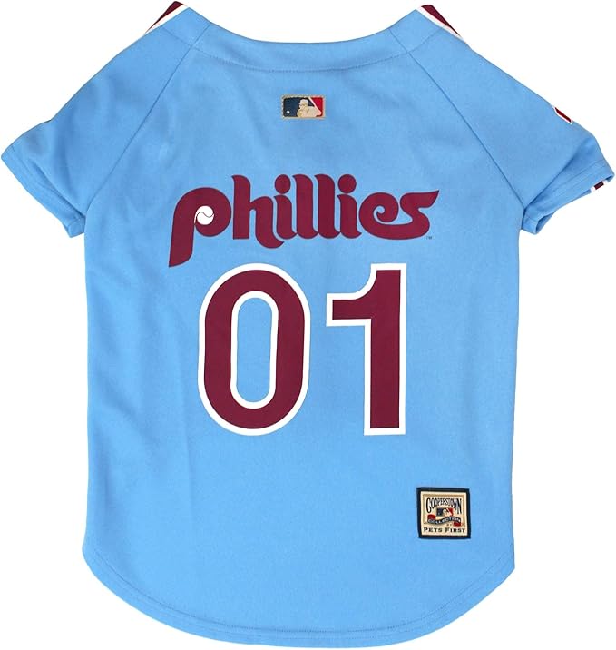 MLB Philadelphia Phillies Vintage Throwback Jersey for Dogs & Cats in Team Color. Comfortable Polycotton Material, Extra Extra Large