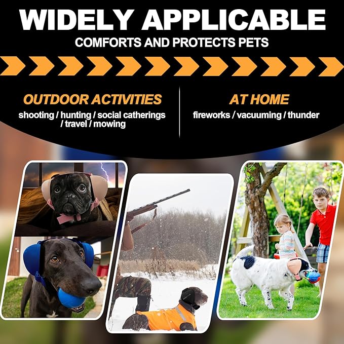 PROHEAR Dog Ear Muffs Hearing Protection for Dogs, NRR 28dB Noise Cancelling Headphones, Easy to Adjust Dog Hearing Protection Earmuffs for Thunder, Hunting, Tourism, Cars, Racing, Small, Black