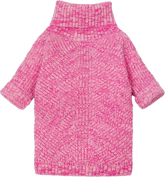 Fitwarm Knitted Turtleneck Dog Sweater, Cozy Dog Winter Clothes for Small Dogs Girl, Holiday Pet Outfit, Heather Pink, XXL