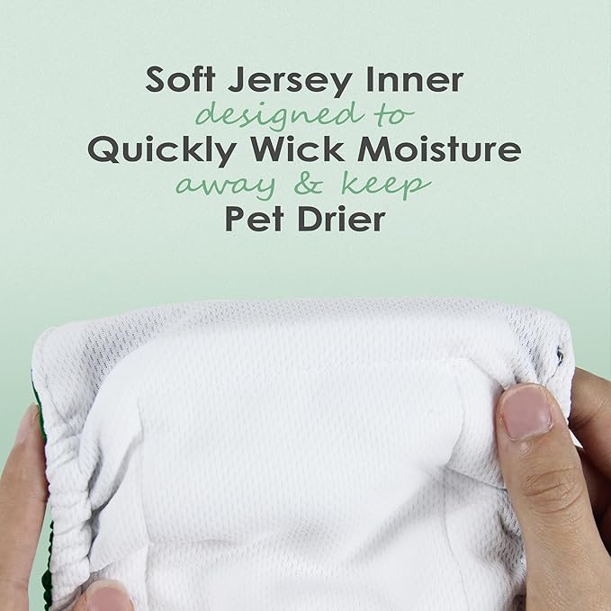 wegreeco Washable Male Dog Belly Band (Stylish Pattern)- Pack of 3 - Male Dog Belly Wrap, Dog Diapers Male (Green Series, Large)
