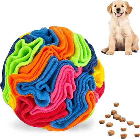 ABULL 7.9" Snuffle Ball for Dogs - Interactive Dog Puzzle Toy & Slow Feeder, Relieves Boredom & Exercises Sniffing by Sparking Foraging Instincts, Machine Washable for All Breeds (Rainbow, Large)