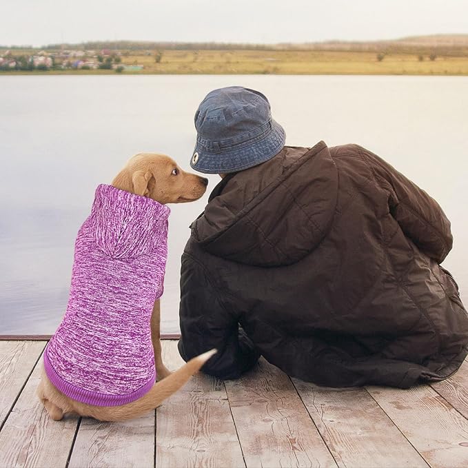 Dog Sweaters for Medium Dogs,Dog Hoodie Fleece Sweater Soft Pet Clothes Sweatshirt with Pocket Pet Hoodie for Medium Dogs(Purple&M)