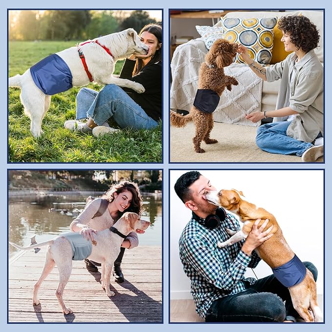 Pet Soft Dog Belly Band - 3 Packs Reusable Dog Diapers Male Doggy Diapers Wraps - Washable Dogs Belly Bands for Male Dogs (Classic, L)
