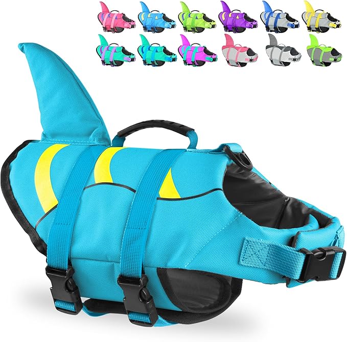 Fragralley Shark Dog Life Jacket, Adjustable Dog Life Vest with Shark Fin, Suit for Small Medium Large Dog Life Vest for Swimming and Boating