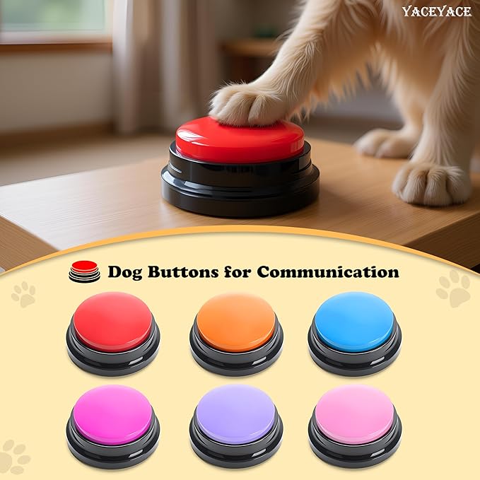 Buttons for Dogs to Communicate, 6Pcs Colorful Voice Recording Buttons for Cat or Dog, Talking Buttons Starter Set