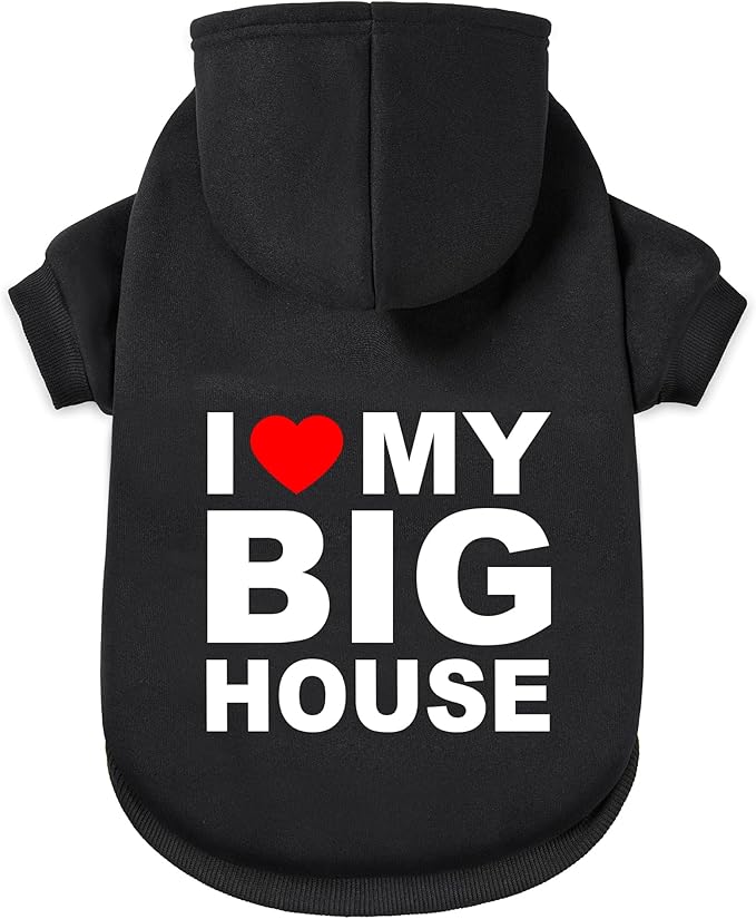 GreenJoy Dog Sweater Dog Hoodie Cold Weather Coat Hooded Sweatshirt for Puppies,Cats, Small Medium Large Dogs (Black(House), Large/X-Large)