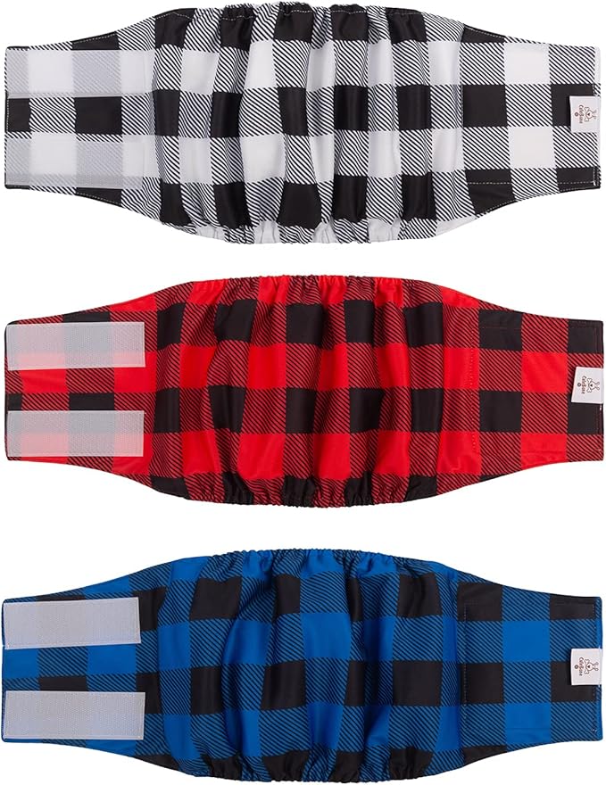 CuteBone Dog Diapers Male Washable Belly Band for Male Dogs Wraps 3pcs a Pack DM27M