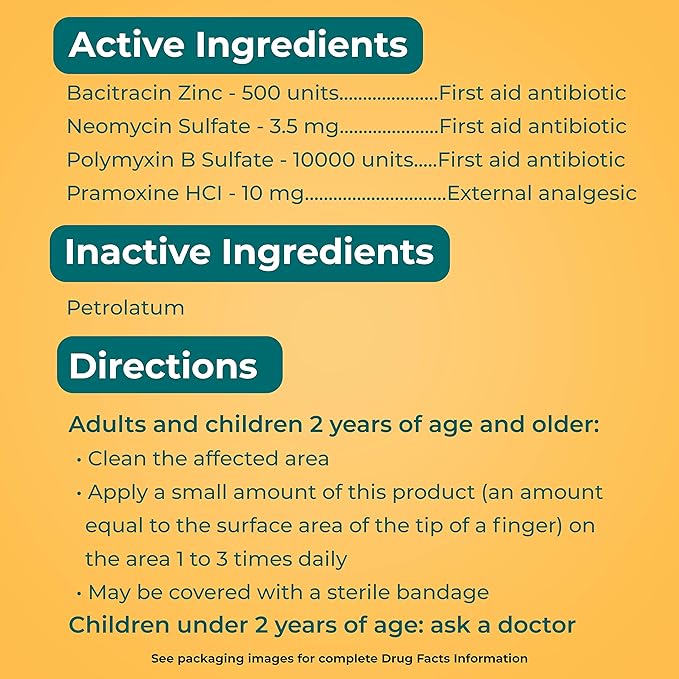 Neosporin + Maximum-Strength Pain Relief Dual Action Ointment, First Aid Topical Antibiotic & Analgesic Ointment for 24-Hour Infection Protection with Bacitracin Zinc & Pramoxine HCl,.5 oz