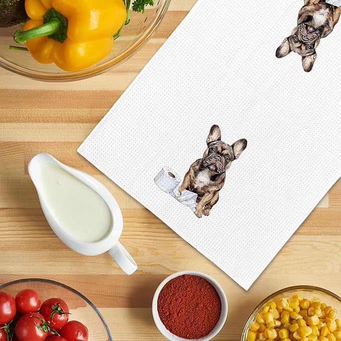 Funny French Bulldog Gifts Bathroom Hand Towels, Dog Bathroom Decor, Gifts for French Bulldog Lovers Dish Tea Towels, Kids Bath Room Washroom Toilet Decorative Hand Towel 16x24 Inch