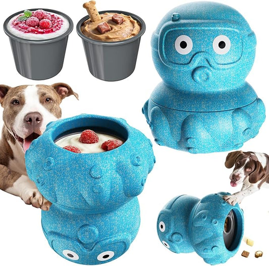 KADTC 3 in 1 Large-Size Octopus Durable Dog Fillable & Frozen Lick Treat Toy No-Transfer Freeze & Play,Long-Lasting Ultimate Boredom Buster, Kibble Dispenser Food Ball & Tough Dogs Chew Toys BPA-Free