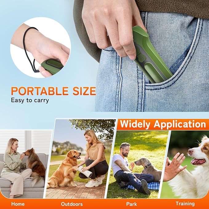 Dog Bark Deterrent Devices, Ultrasonic Anti Barking Device for Dogs, Portable Dog Training Device Safe for Dogs & Human Bark Control Barks No More Indoor Outdoors Behavior Correct
