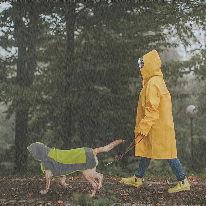 IECOii Dog Raincoat, Waterproof & Windproof Dog Rain Jacket with Reflective Strips for Rainy Walks,Pet Rain Poncho with Hood,Quick Dry,Easy to Wear,3XL Fits for Large Breeds,Green,XXXL