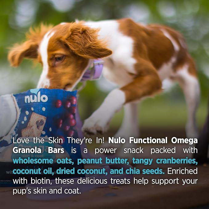 Nulo Functional Granola Bars, Healthy Dog Treats, Oven Baked, Made with Prebiotics and Probiotics, Contains No Added Salt, Sugar, or Molasses, 10 Ounce Bag