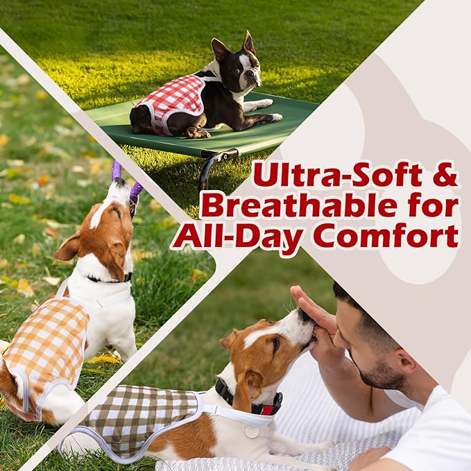 3 Pack Washable Female Dog Diaper with Adjustable Suspender, Reusable Doggie Period Panties for Heat, Fixed Onesie for Active Dogs, Absorbent Leakproof S
