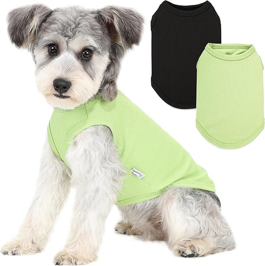 2 Pack Dog Clothes for Small Dogs Summer Dog Shirt Vest Girl Boy Lightweight Puppy T-Shirts Blank Soft and Cool Pet Clothing Sleeveless Medium Large Dog Outfit (Black+Avocado Green, XXX-Large)