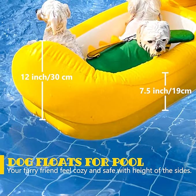 Dog Pool Float, Funny 6-in-1 Inflatable Dog Floats for Pool, Pet Floatie Raft for Small Dogs, Puppy and Doggies, Yellow Duck
