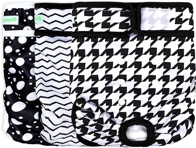 wegreeco Washable Reusable Premium Dog Diapers,Pack of 3,Small Dog Puppy & Doggy Diapers Female,Dog Period Panties Diapers Female in Heat