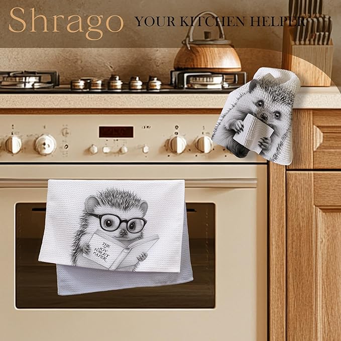 Funny Hedgehog Bathroom Hand Towels, Kids Bathroom Decor, Hedgehog Gifts for Women Men Hand Towels for Kids Bath Room Washroom, Animal Lovers Gifts, 16x24 Inch Set of 2