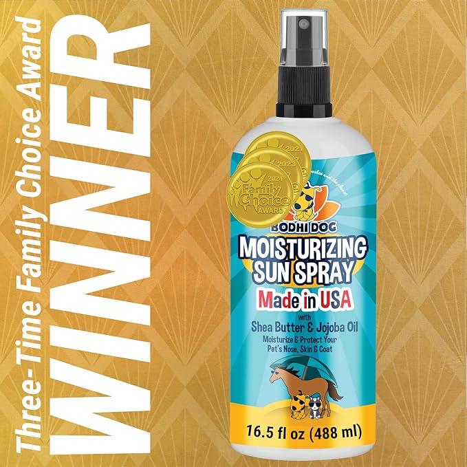 Bodhi Dog Sunscreen Moisturizing Pet Sun Spray (16.5 Fl Oz) - Safe for Dogs, Cats & Horses - Natural Protection for Skin, Coat, Nose, Ears - Hydrating & Non-Toxic - Made in USA