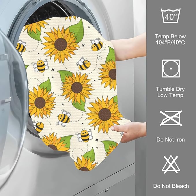 Bees and Sunflowers Hand Towels for Bathroom Set of 2 Hand Bath Towels Soft Absorbent Decorative Hand Towel for Bathroom Kitchen Yoga Home Decor 14 x 28 in