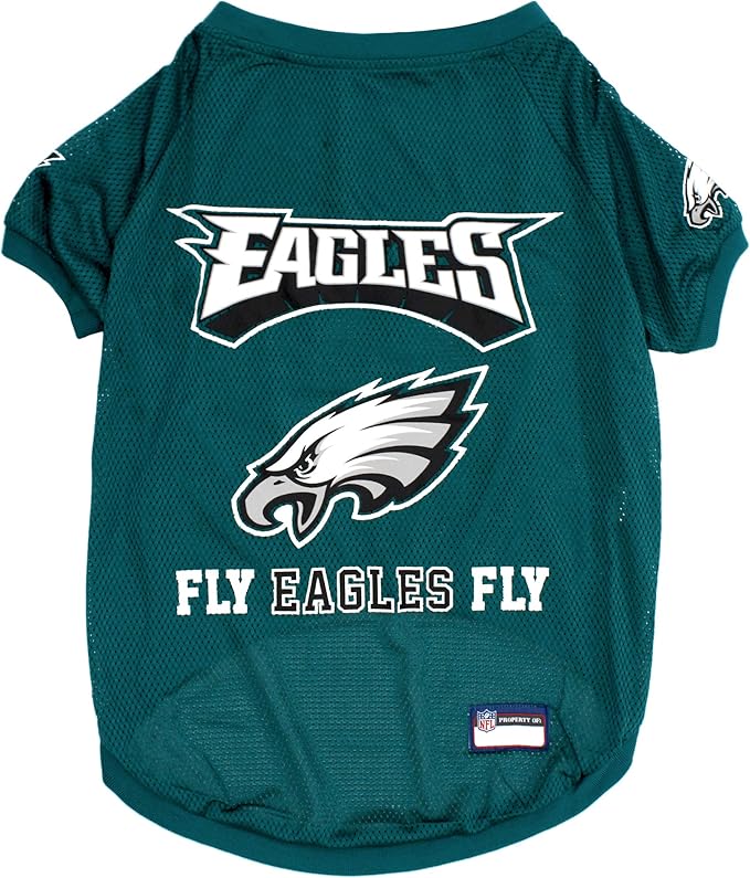 NFL PHILADELPHIA EAGELS RAGLAN JERSEY "Fly Eagles Fly" - Large. CUTEST FOOTBALL JERSEY for DOGS & CATS