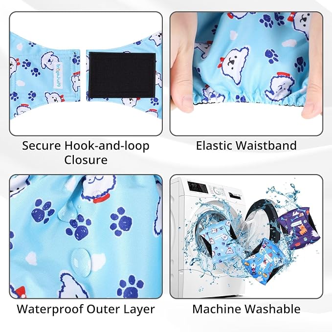 Paw Legend Washable Dogs Diapers Male Dog Belly Bands for Male Dogs Diapers Reusable Puppy & Doggie Diapers Male (3 Pack, XX-Large)