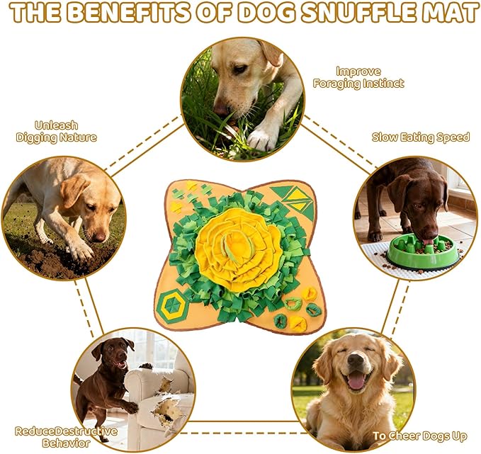 Snuffle Mat for Dogs Large Breed - Interactive Dog Toys for Boredom - Sniff mat - Mental Stimulation - Enrichment Toys- Slow Feed- Washable & Foldable (C)