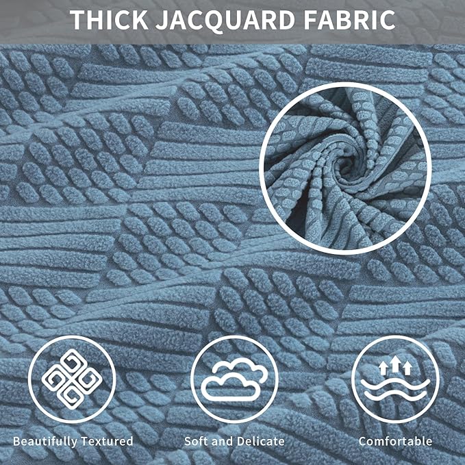 Easy-Going Waterproof Couch Cushion Covers for Couches and Sofas, Stretch Jacquard Sofa Seat Cover Replacement for Dogs, Pets & Kids, Durable Furniture Protector for Chair Cushions, Lake Blue