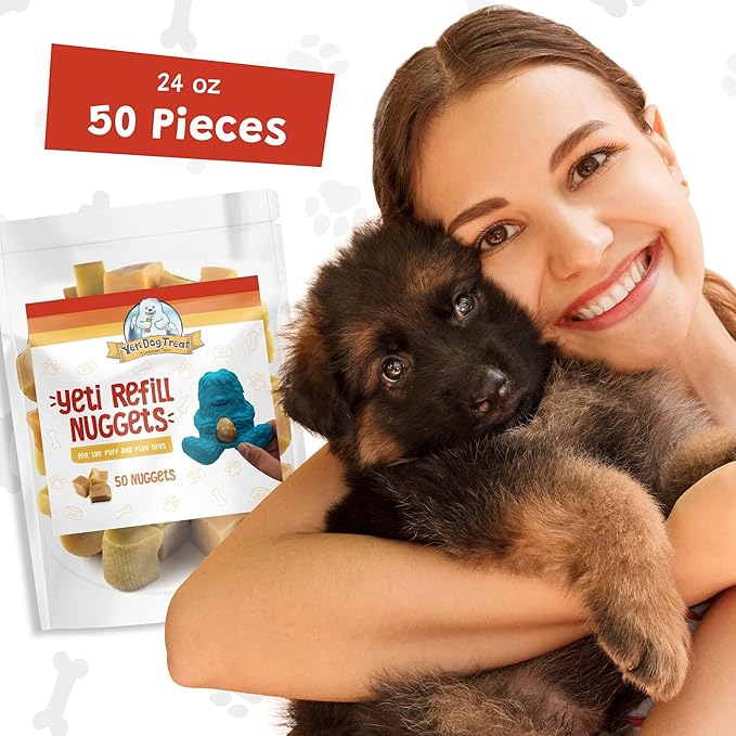 Yeti Refill Nuggets for Puff and Play Dog Toys - Natural Himalayan Yak Cheese Treats, Promotes Dental Health, Suitable for All Dogs, Ideal for Interactive Chew Toys and Dispensers, 50 Pieces, 24 Oz