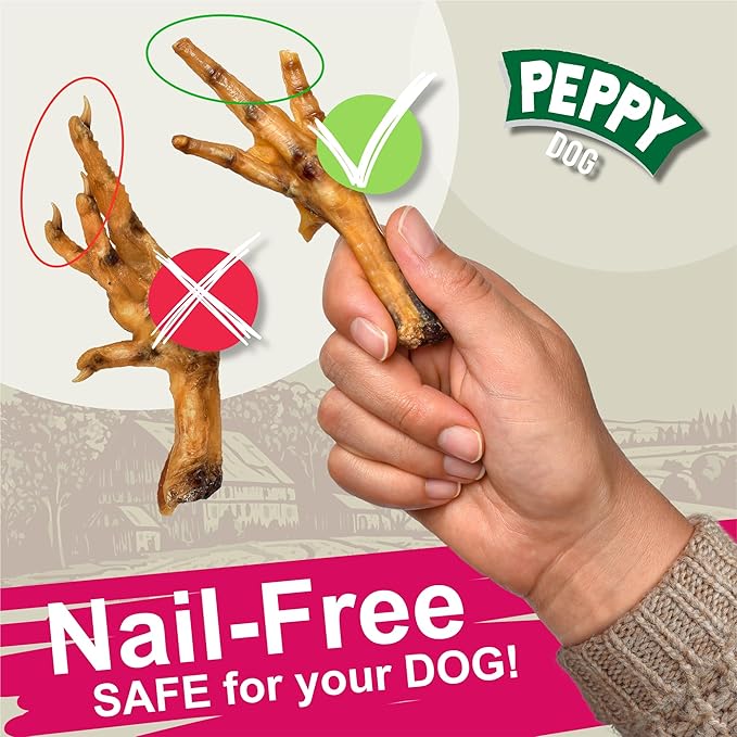 All Natural Chicken Feet Without Claws (7 oz, Approx. 10 pcs.) | Dog Treats | Dehydrated for Freshness | Supports Joint Health with Glucosamine and Chondroitin | Promotes Dental Hygiene