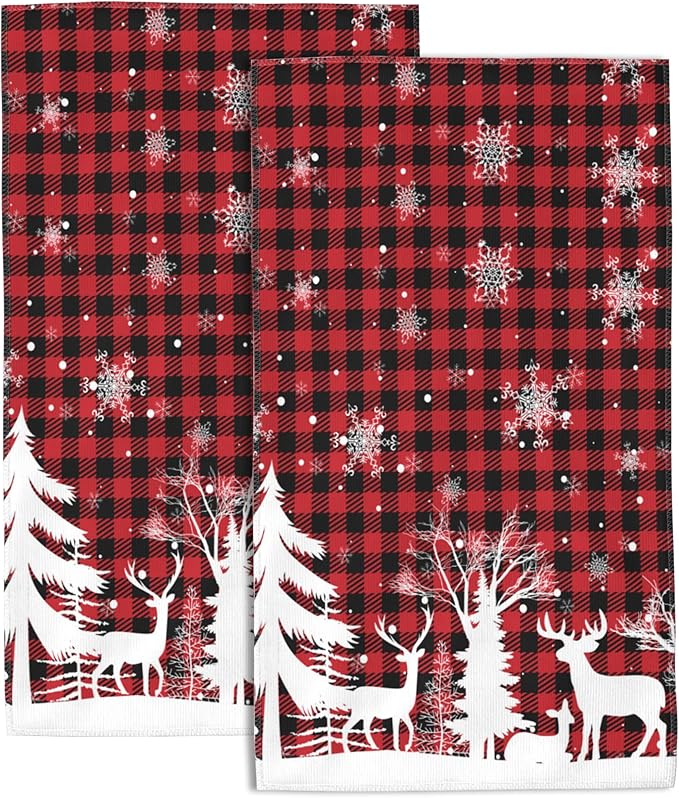 Christmas and New Year Hand Towels for Bathroom Set of 2 Bath Hand Towels Soft Absorbent Decorative Hand Towel for Bathroom Kitchen Yoga Home Decor 14 x 28 in